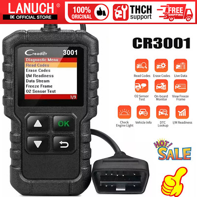 LAUNCH Creader CR3001 PRO+ KFZ OBD2 Diagnosegerät Auto Scanne 10Modi für 12V Pkw