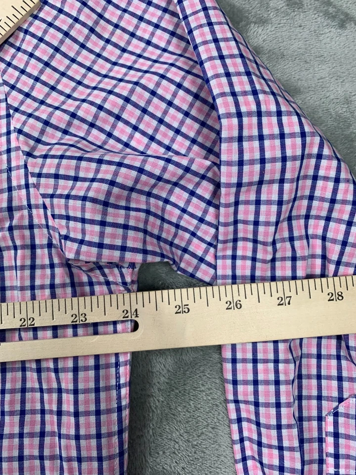 Camisa de vestir Dockers para hombre L16-16,5 (32-33) rosa guinga ajustada cuello elástico Foto 3 de 4