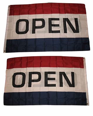 2X3 Advertising Open Horizontal 2 Faced 2-ply Wind Resistant Flag grommets