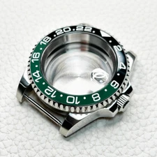 Silver 40mm Black Green Watch Case Sapphire Glass Fit NH34 NH35 NH36 Mod Parts