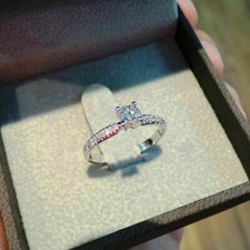 1Ct Round Cut Diamond Solitaire Engagement Wedding Ring 14k White Gold Finish