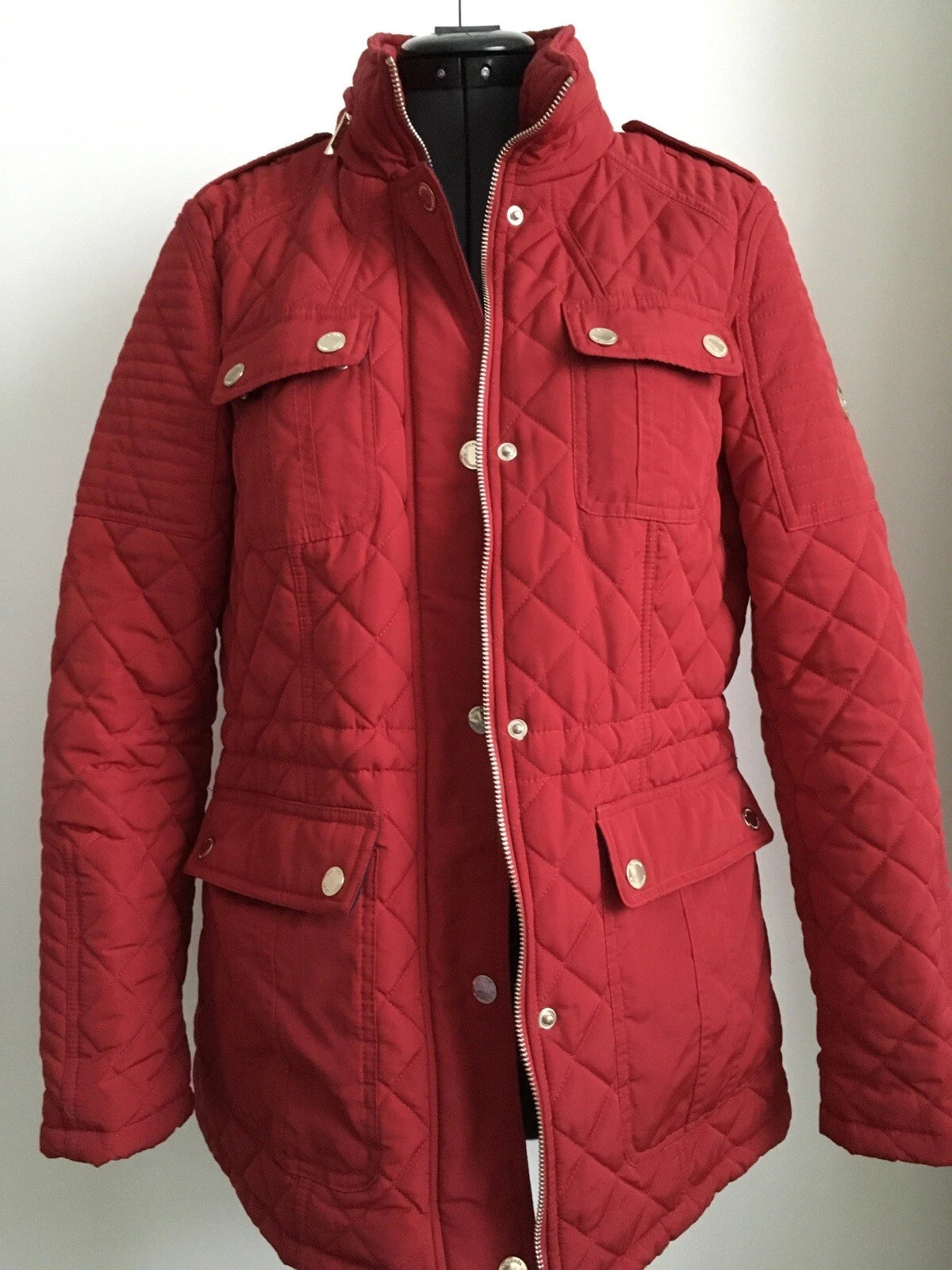 Michael Kors giacca rossa da donna cappuccio nascosto taglia S