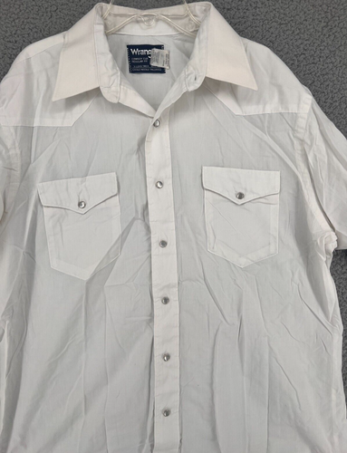 Vintage Wrangler Cowboy Cut Regular Fit X-Long Tails 16.5 x 33 White Pearl Snap - Picture 9 of 12