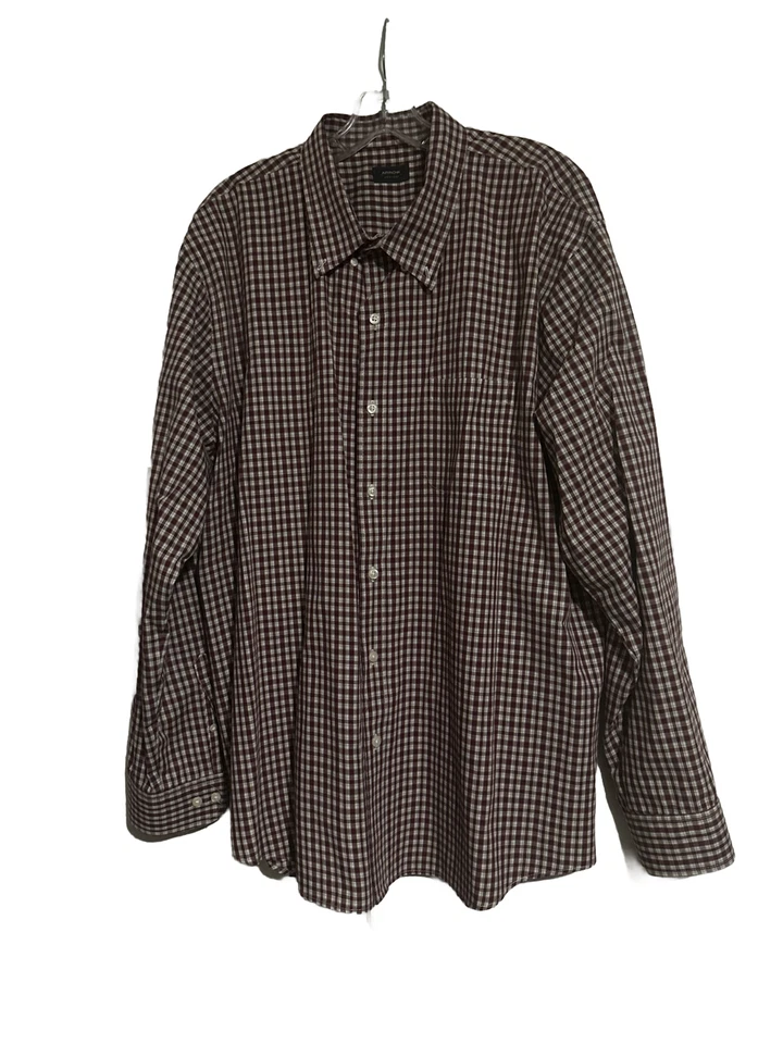 Camisa de vestir para hombre Arrow abotonada roja a cuadros manga larga talla L Foto 3 de 4