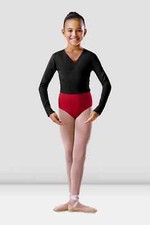 Bloch Girls Long Sleeve Wrap Top Dance Ballet Uniform BU501C Black Cotton