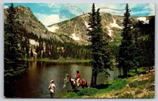 Vintage Postcard  Riding and Fishing Colorado Rockies A9