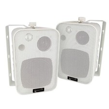 3 Wege Boxen mit Halterung, weiss, Paar, 120-W, Lautsprecher für Decke und Wand