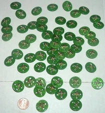 CRAFT Lot of 58 Green with gold X BUTTONS 3/4"
