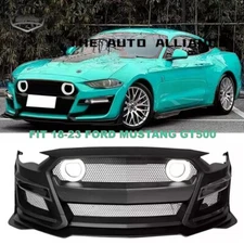 For 18-23 Ford Mustang GT500 Style Full Conversion Front Bumper Cover LED Grille