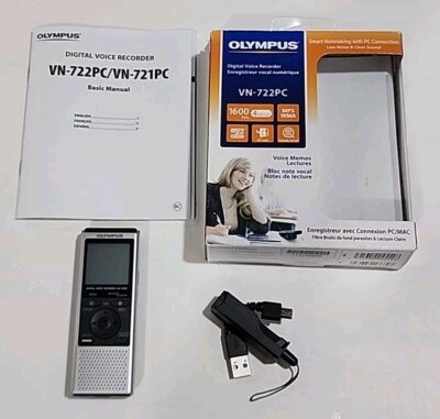Olympus Digital Voice Recorder VN-722PC MP3 1600 Hours Recording Time W/ Box