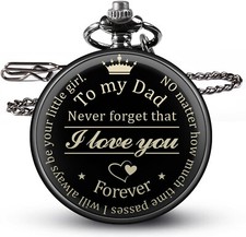 NEW Dad Pocket Watch black I Love You Forever Your Little Girl 1.75 in. diameter