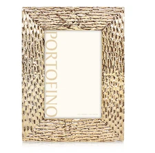 ARGENTO SC PORTOFINO SAVILLE 5 X 7" CHAMPAGNE GOLD TONE HAMMERED PHOTO FRAME NEW