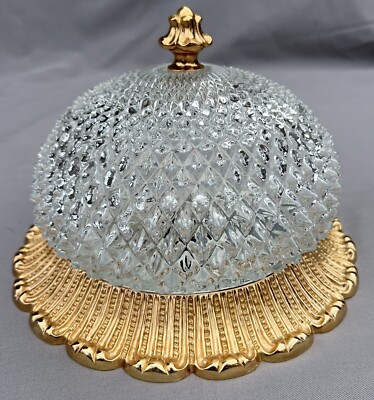 Deckenlampe Vintage Französisch Messing Presskristall Pendelleuchter LOT 6001