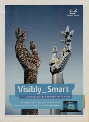 2012 Intel Core 2nd Generation Processor Visibly Smart AI Hands Vintage Print Ad