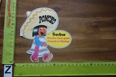Alter Aufkleber Büro Schule Kugelschreiber Stifte GEHA PONCHO (ZA)