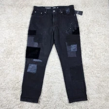 Ralph Lauren Jeans Womens 12 Black Relaxed Taper Patch Embellished Stretch Pants