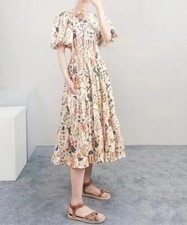 ULLA JOHNSON Ladies Floral Puff Sleeve Dress A-line Flare Dress