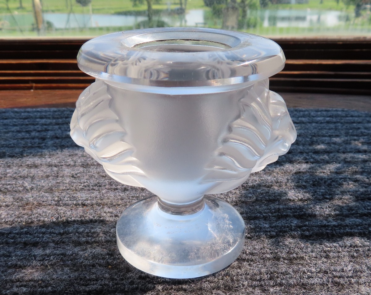 Lalique Frosted Tete de Lion Head, Bud Vase , Signed | eBay