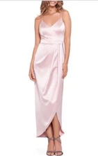 Xscape Womens Sleeveless Casual Wrap Skirt Satin Gown Dress Rose Size 4 NWT