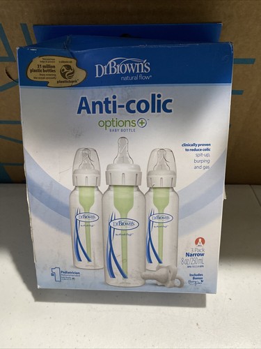 Dr. Brown's Natural Flow Options+ Anti-Colic Narrow Baby Bottle - 8oz/3pk New