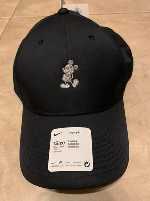 #ad Disney Legacy 91 Nike Adult Golf Baseball Hat Cap NEW Tag Black w Gray Mickey $49.95