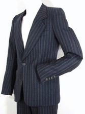 NADELSTREIFEN Schurwollle Einknopf Einreiher Blazer Sakko Anzug Jackett Jacke