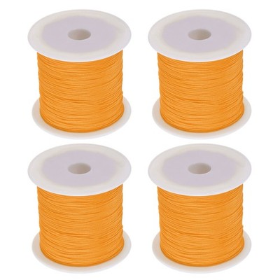 4 Rolls Nylon String Cord 45 Yards 0.4mm Beading Satin String, Golden Yellow