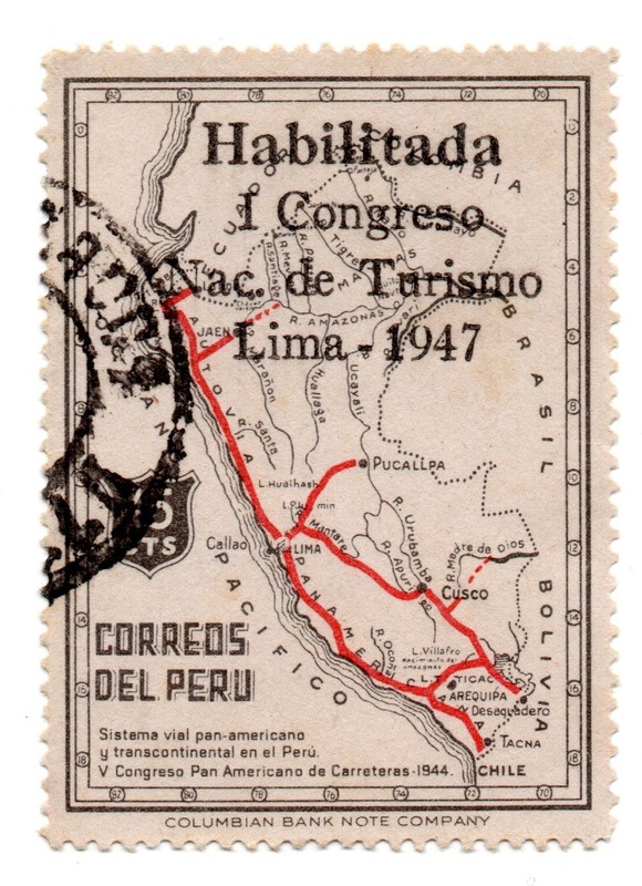 Peruvian tourist map 1947, overprinted National Tourist Congress, accept offer 3