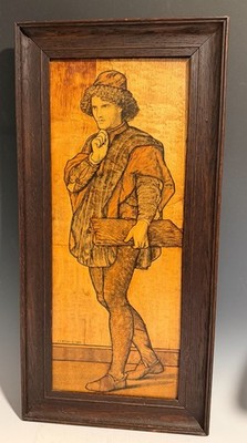 Ein Kunsthandwerk / Jugendstil Periode Intarsien Holz Portrait signiert J F P Camm