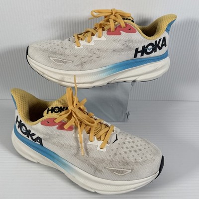 Hoka One One Womens Clifton 9 1127896 BSW White Running Shoes Sneakers Size 9.5B