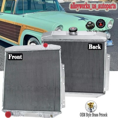 Full Aluminum 4 Rows Radiator FOR 1954-1956 1955 Ford Fairline Country Squire V8