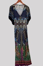 Farm Rio Boho Maxi Dress Vibrant Paisley & Floral Print Deep V-Neck Relaxed Fit