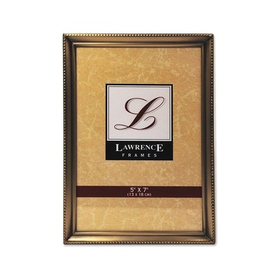 Lawrence Frames 5'' x 7'' Antique Brass Picture Frame Bead Border Design (11457)