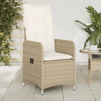 Gartensessel 2Er Set Poly Rattan Beige Verstellbar Mit Kissen