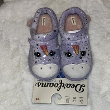 New Dearfoams Children s Unicorn Slippers Comfy Memory Foam Insoles Size 4-5