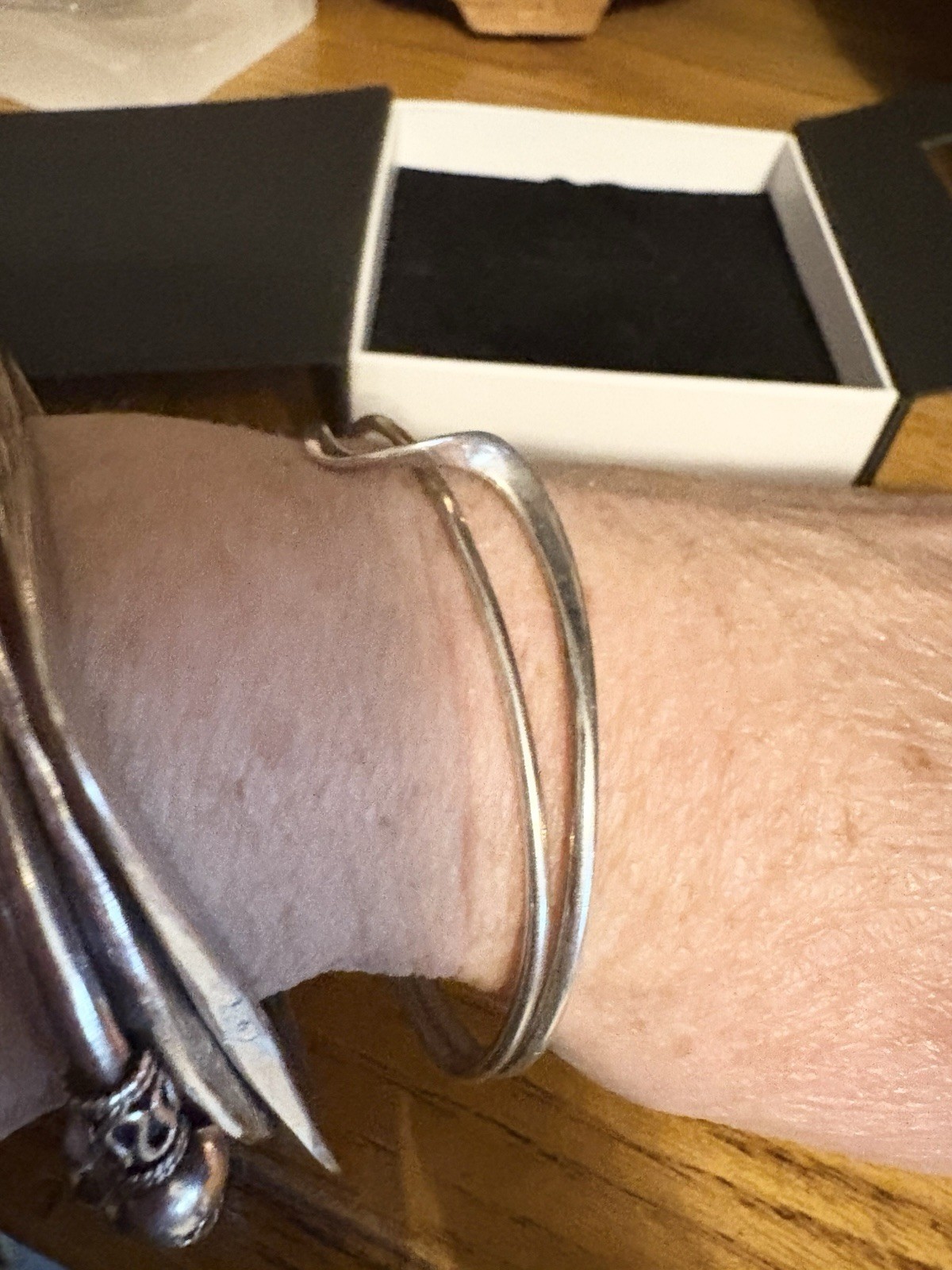 925 Solid Sterling Silver Modernist Wave Bangle B… - image 5