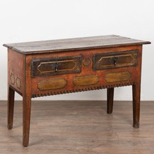 19th Century Portuguese Oak Side Console Table with Original Painted Finish
