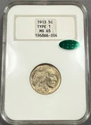 1913 Buffalo Nickel 5c - NGC MS65 CAC - Type 1 Choice BU Old “Fatty” Holder