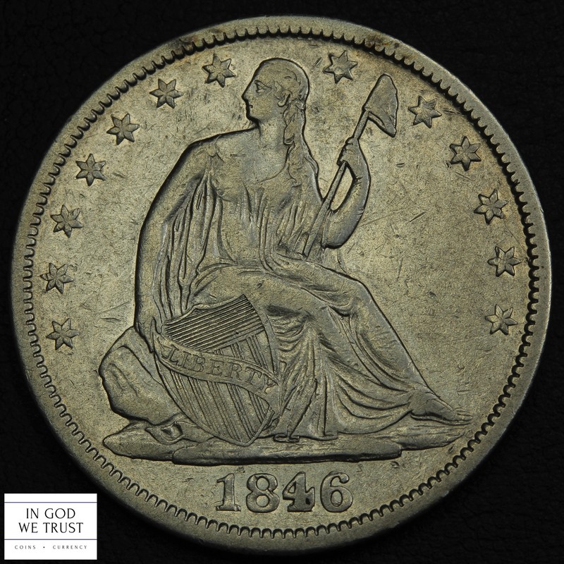 1846 O Repunched 6 Medium Date Seated Liberty Silver Half Dollar 50C (WB-12 RP6)