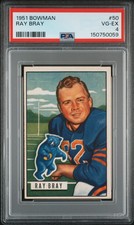 1951 Bowman Ray Bray #50 PSA 4 Rookie Chicago Bears RC Vintage Great Eye Appeal