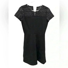 J Crew Womens Sheath Stretch Dress with Eyelet around Neck Black LBD Size EUC