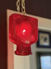 Blenko Hanging Light RUBY 384 Water Bottle, Double Spout