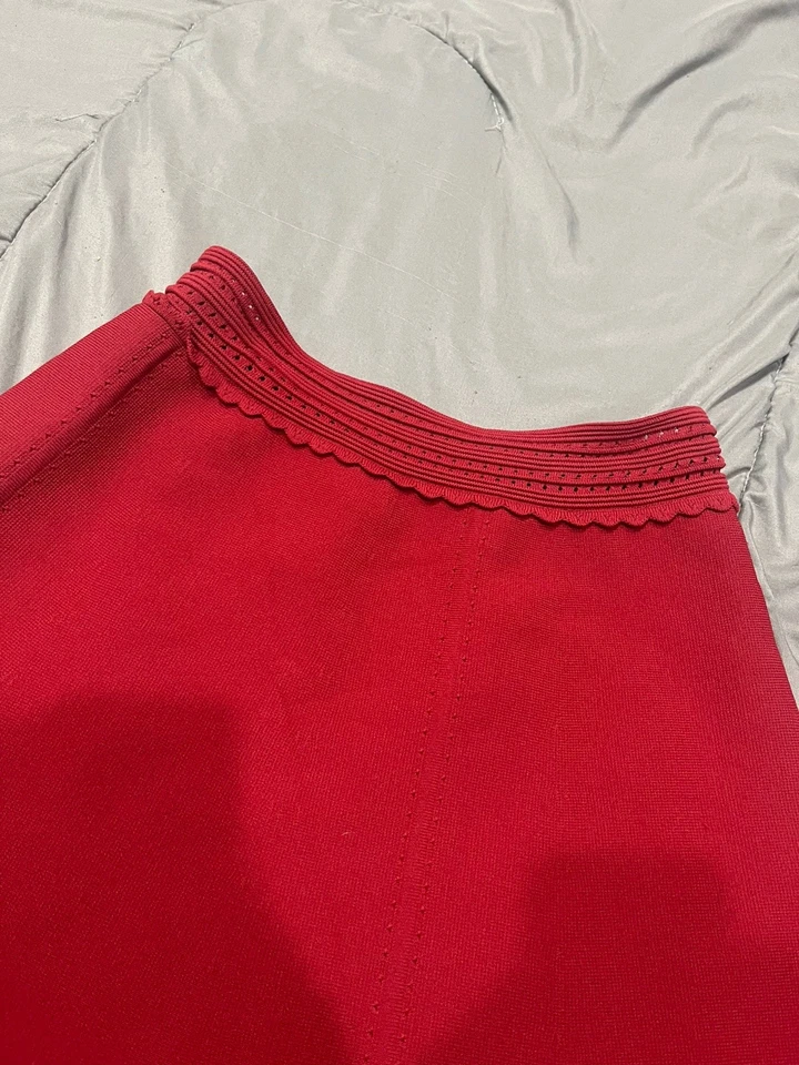 Falda Sandro Paris Mini Acampanada Tejida Talla 2 Roja Elastizada Foto 2 de 4