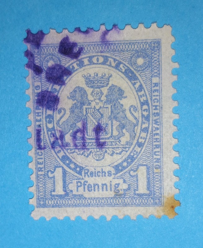 + 1863 Bremen German States 1pf Documentary Fiscal Tax Revenue Bob used