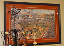 FRAMED BASEBALL FIELD PICTURE WITH CARDS 38X28 NEW