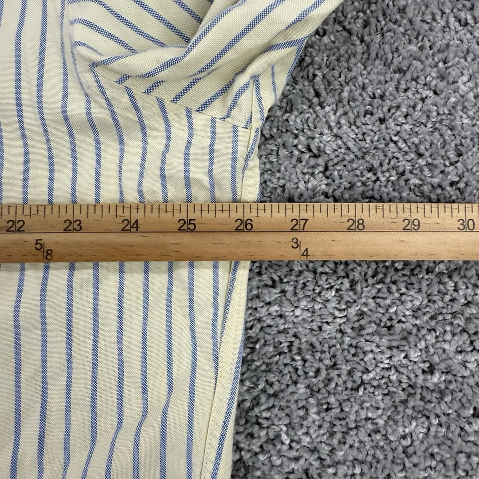 LL Bean Shirt Men’s 17.5-34 Yellow/Blue Striped Vintage Made In USA Long Sleeve - Image 4 of 4