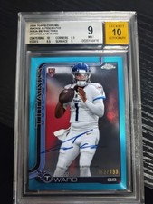 2025 Topps Chrome Rookie Aqua Refractor Cam Ward 162/199 Titans #RA-CWA