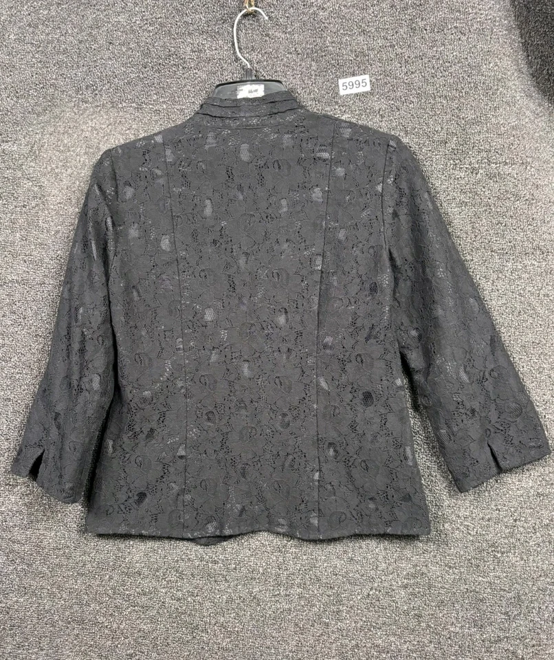 Blazer Traje Chaqueta Talbots Floral Encaje Mujer Talla 4P Negro Botón Frontal Carrera  Foto 2 de 4