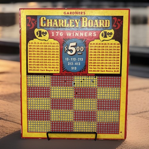 VTG Gambling Punch Board Charley 176 Winners 25 Cent Play Trade Stimulator WWII