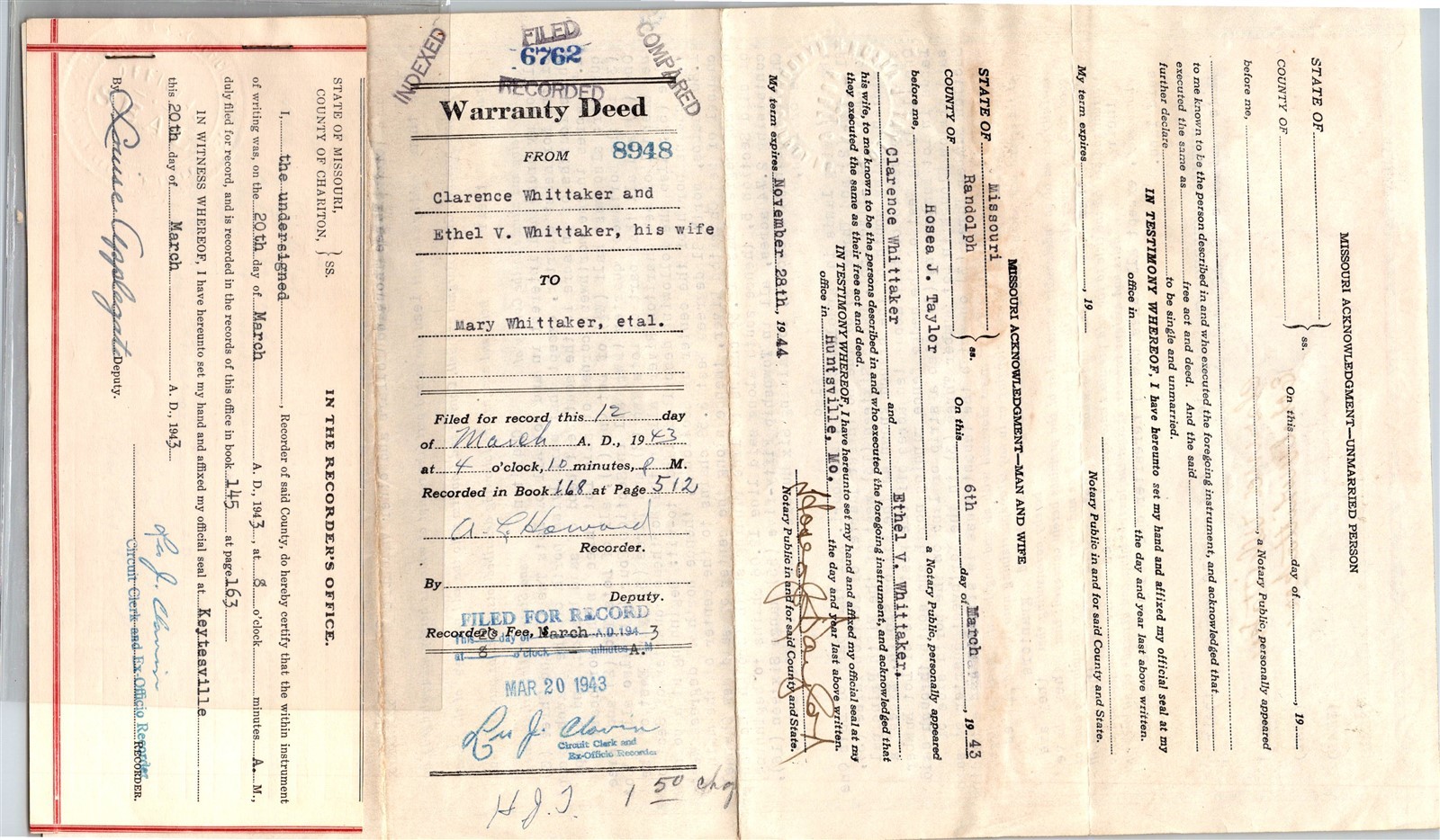BH GOLDPATH: US invoice 1943 Clarence Whittaker Legal Document Huntsvi ...